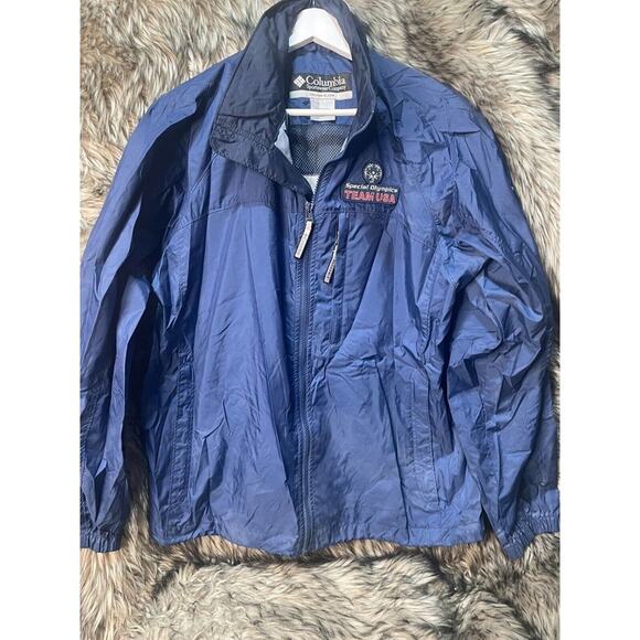 Special Olympics Team USA Navy Blue‎ Nylon Columbia Men's M Wind Breaker Jacket - Picture 2 of 4